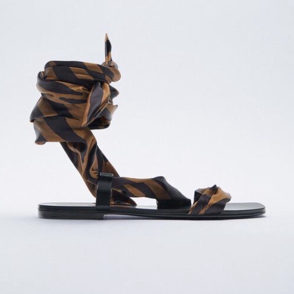 Zara Tied Flat Sandals with Scarf